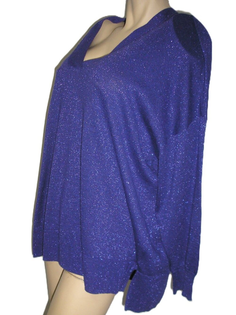 I.N.C. International Concepts V- Neck Purple Sparkle Top, Size 1X